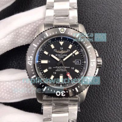 Swiss Replica Breitling Superocean Black Dial SS Watch TF Factory